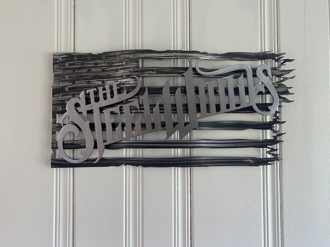 Battle Torn Steel Flag Wall Art
